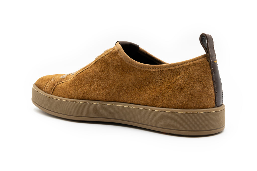 MD Signature Sheep Skin Water Repellent Suede Leather Sneakers - Tobacco - Back