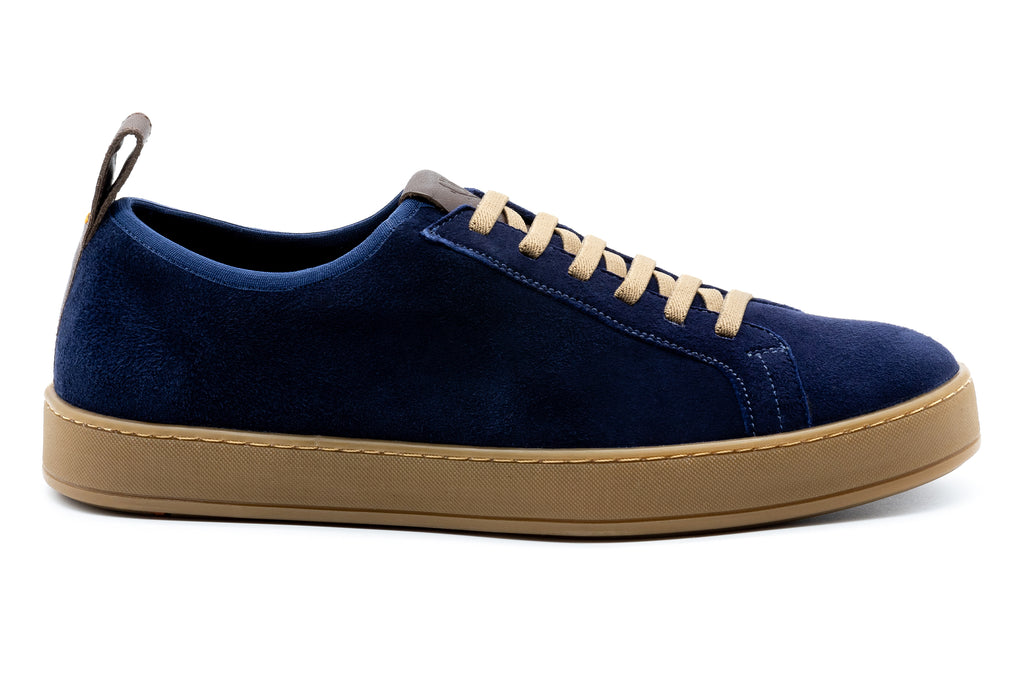 MD Signature Sheep Skin Water Repellent Suede Leather Sneakers - Navy - Side