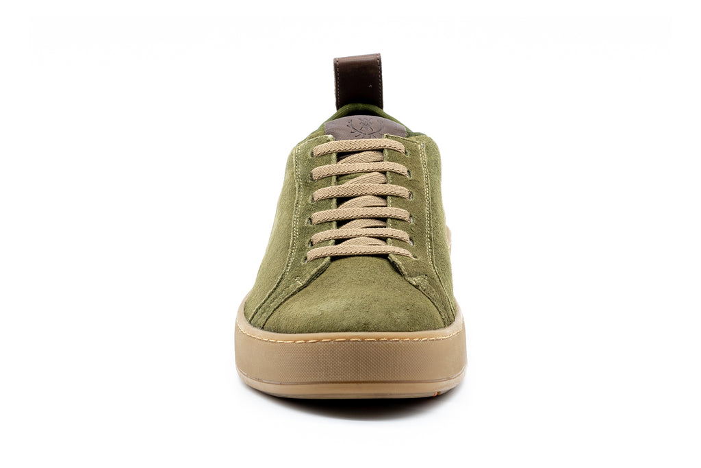 MD Signature Sheep Skin Water Repellent Suede Leather Sneakers - Sage - Front