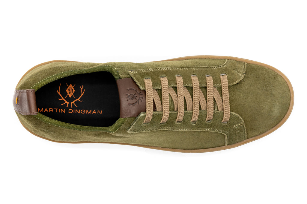 MD Signature Sheep Skin Water Repellent Suede Leather Sneakers - Sage - Insole