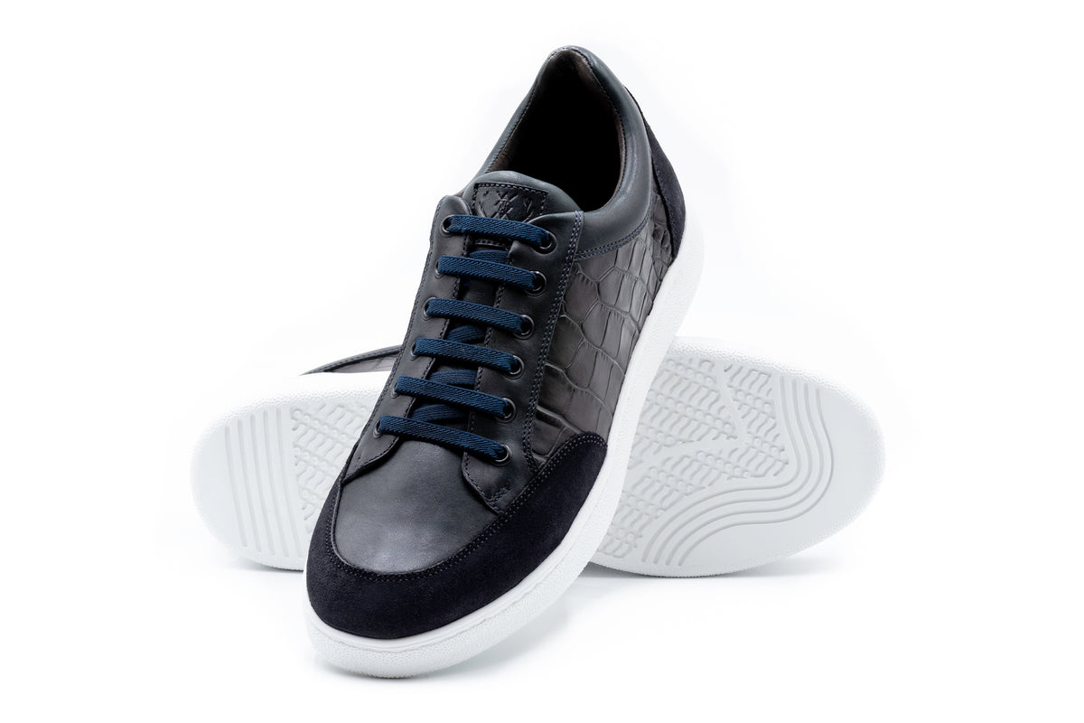 Carson Alligator Grain Sneakers - Midnight | Martin Dingman