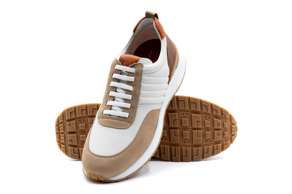 Dawson Glove Leather Sneakers - White/Sand | Martin Dingman