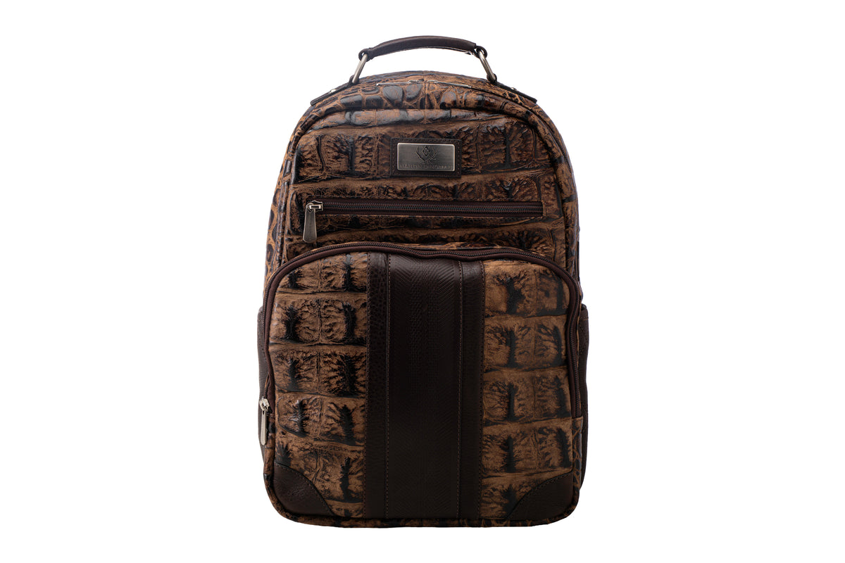 Safari Nile Crocodile Grain Backpack - Burnt Pecan