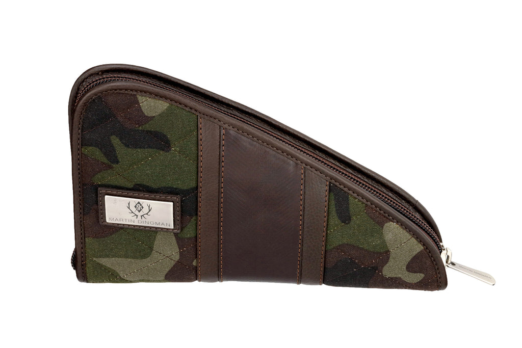 Field Waxed Cotton 32 Special Case - Green Camo with Tumbled Saddle Leather Trim