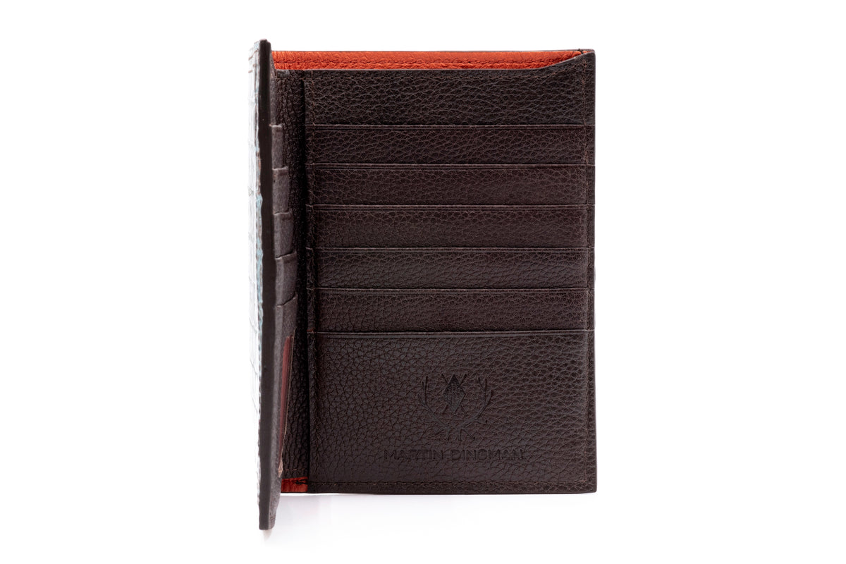 Jayden Genuine Crocodile Passport Hipster - Brown/Blue | Martin