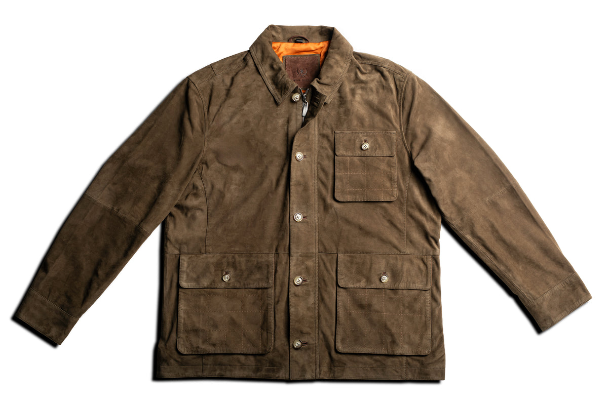 Greystone Lightweight Goat Suede Safari Jacket - Olive | Martin