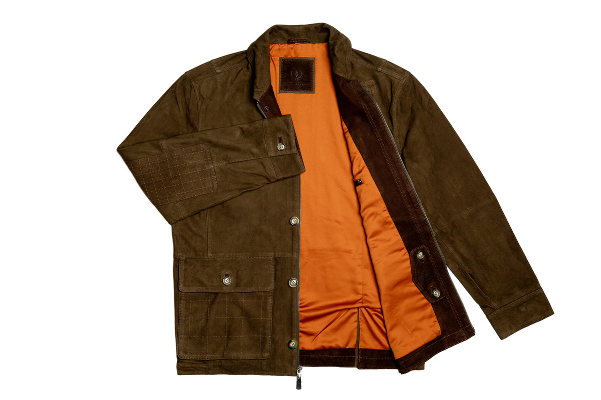 Greystone Lightweight Goat Suede Safari Jacket - Olive | Martin