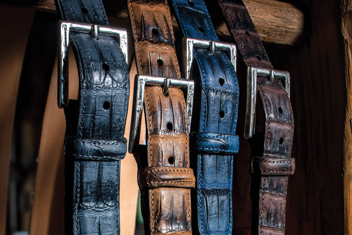 Carson South American Crocodile Belt - Navy | Martin Dingman
