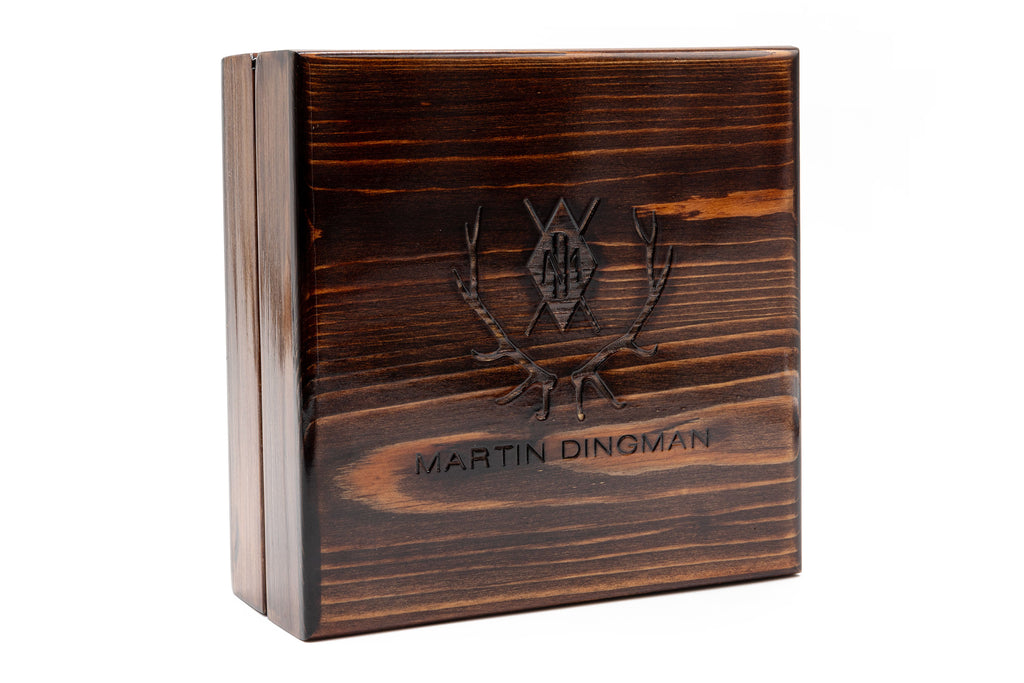 Martin Dingman Solid Wood Display Box lined with Alligator Grain Leather