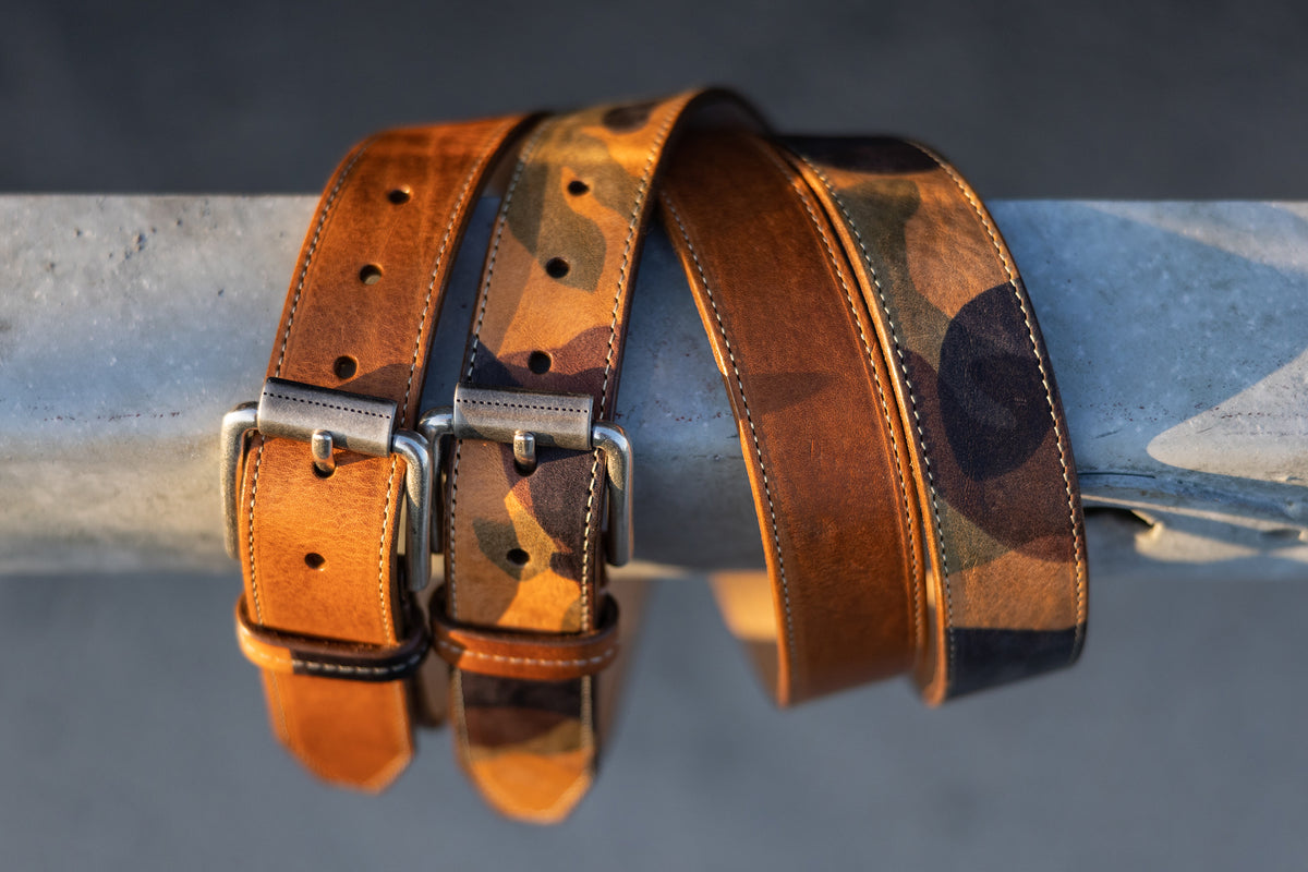 Islamorada Italian Saddle Leather Belt - Camo, 40