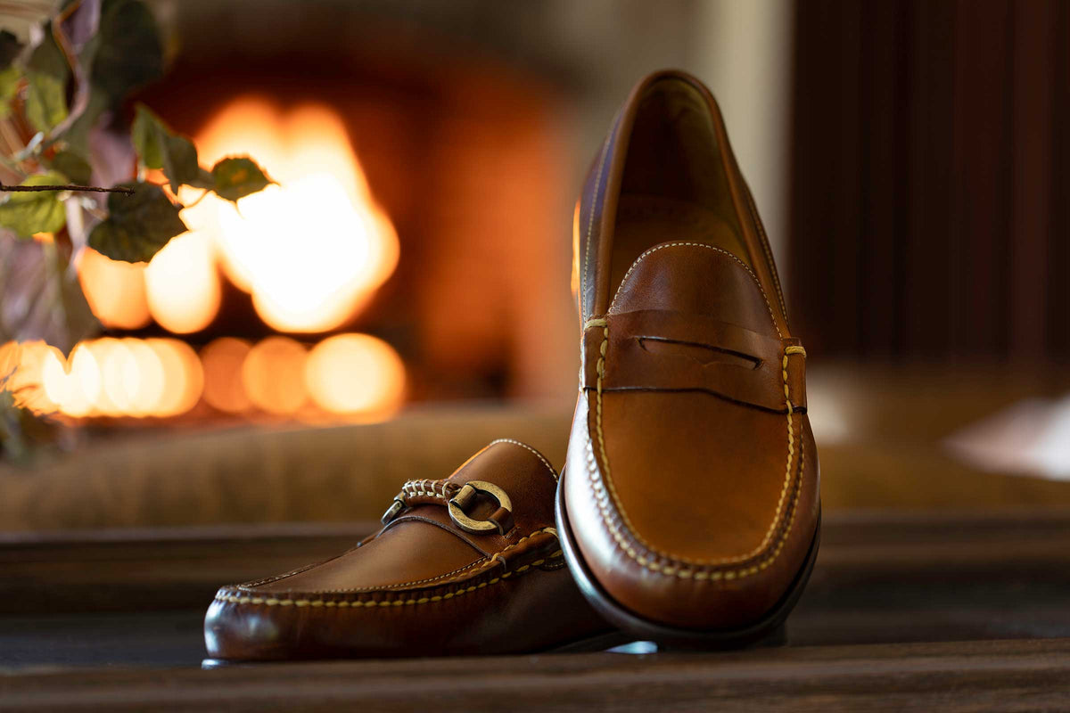 Old Row Oiled Saddle Leather Penny Loafers - Cigar | Martin