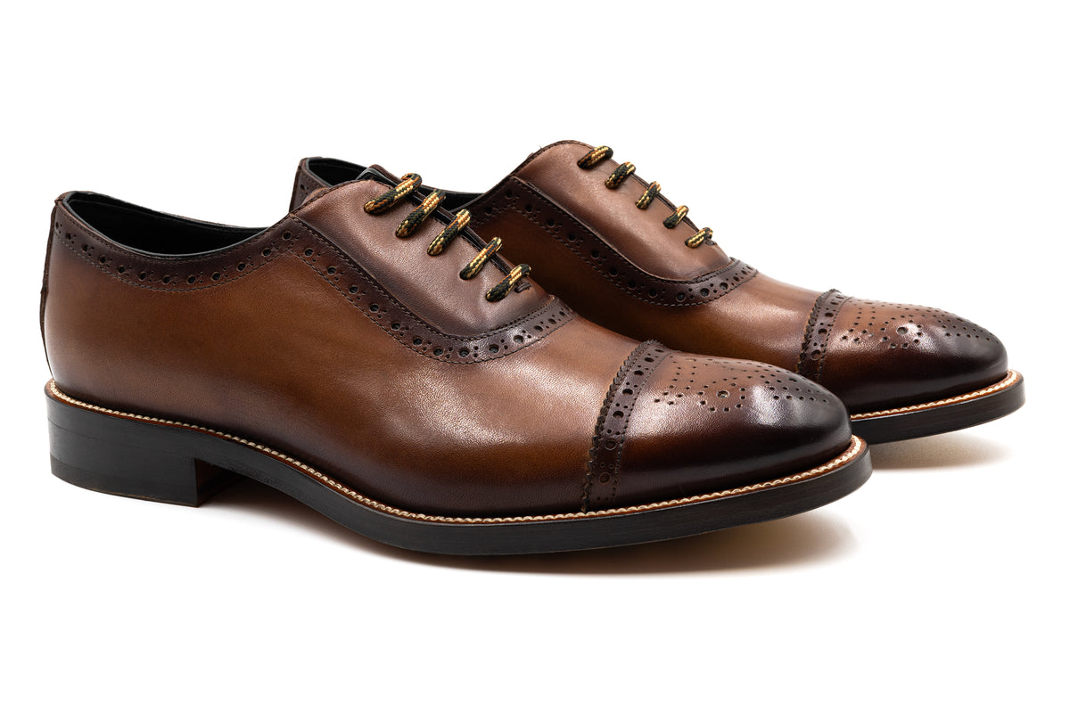 Tuscan Italian Calf Leather Cap Toe - Mocha | Martin Dingman