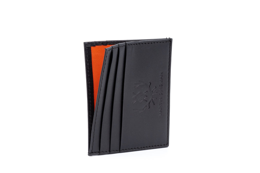 Edward Hand Glazed Saddle Leather Executive ID Card Case - Black