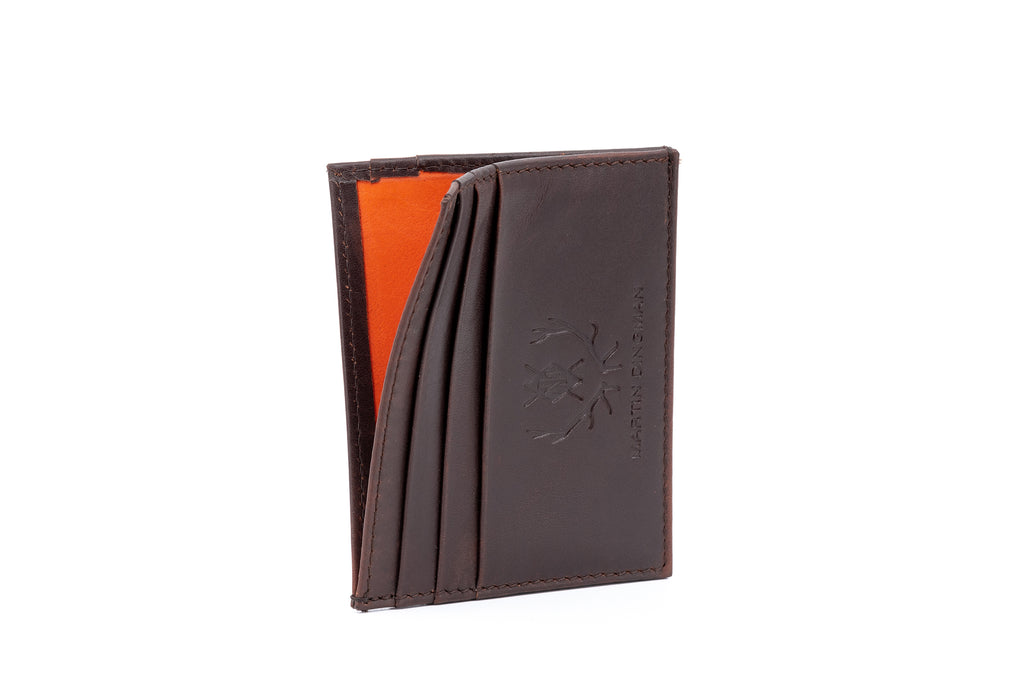 Edward Hand Glazed Saddle Leather Executive ID Card Case - Chocolate