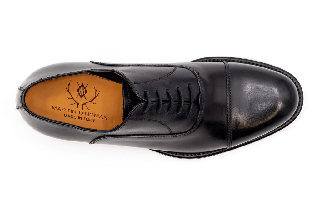 Campania Italian Calf Leather Cap Toe - Black - Insole