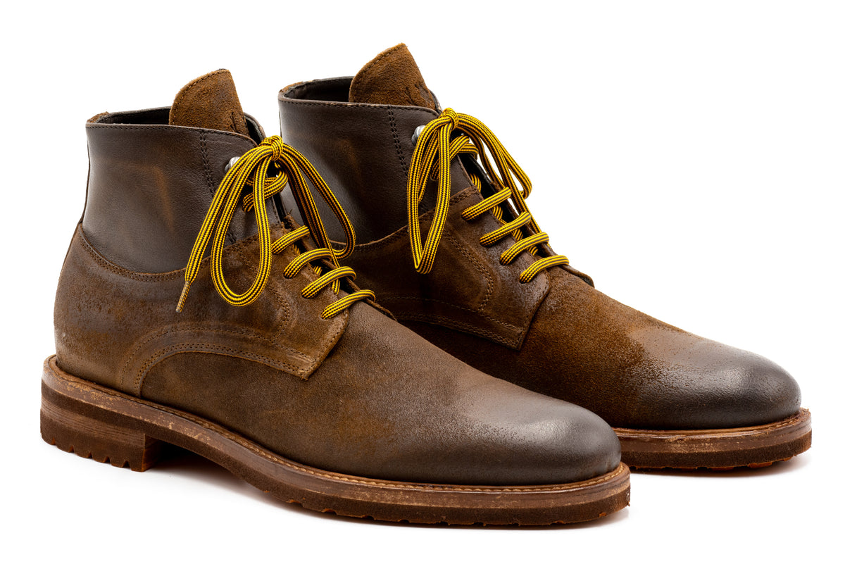 Napoli Waxed Italian Suede Leather Boots - Snuff | Martin Dingman