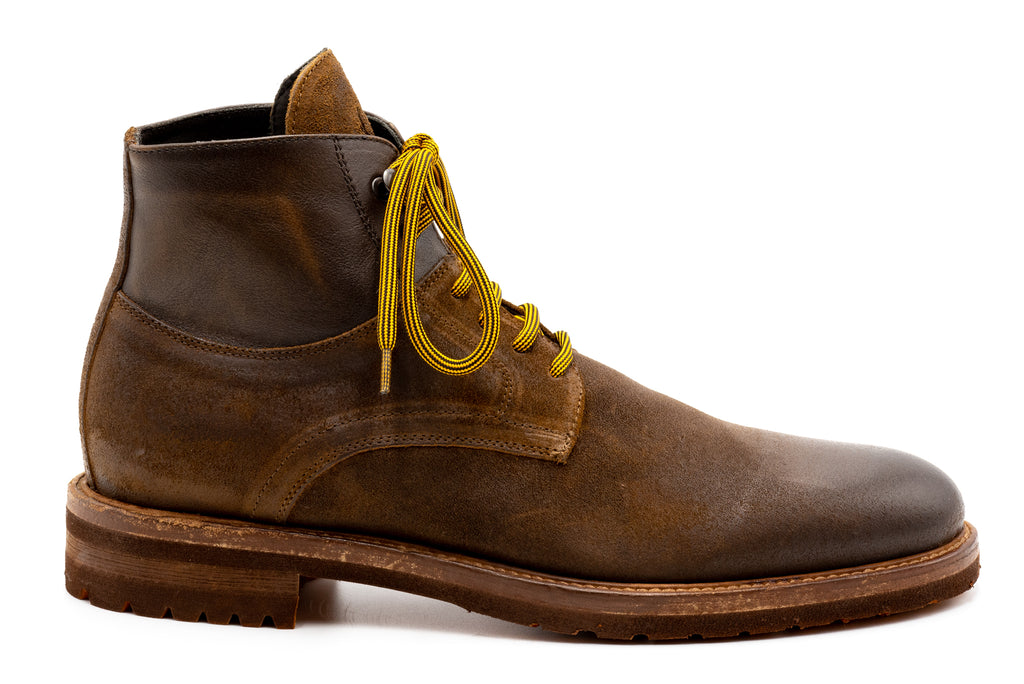 Napoli Waxed Italian Suede Leather Boots - Snuff - Side