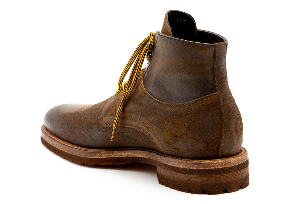 Napoli Waxed Italian Suede Leather Boots - Snuff - Back