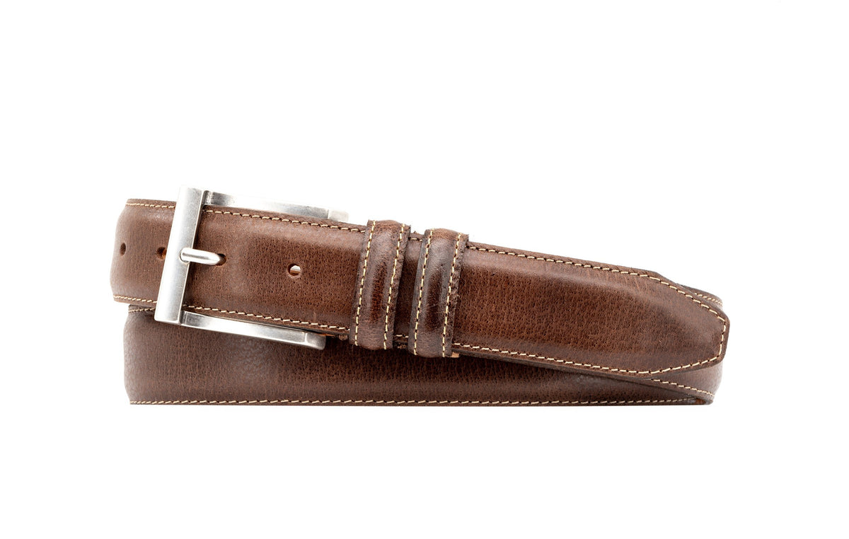 Bill Water Buffalo Leather Belt - Walnut, 36