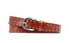 Artisan Lace Cross Cut Italian Bridle Leather Belt - Chestnut with two toned hand laced edges