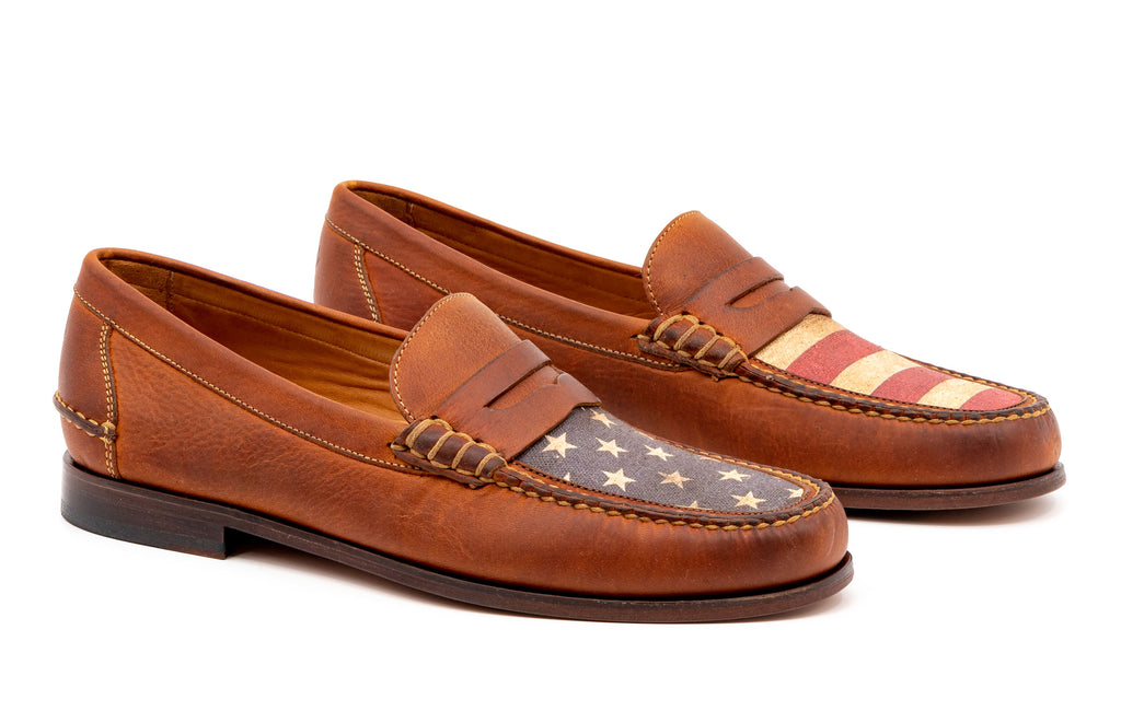 All American Saddle Leather Penny Loafers - Rust