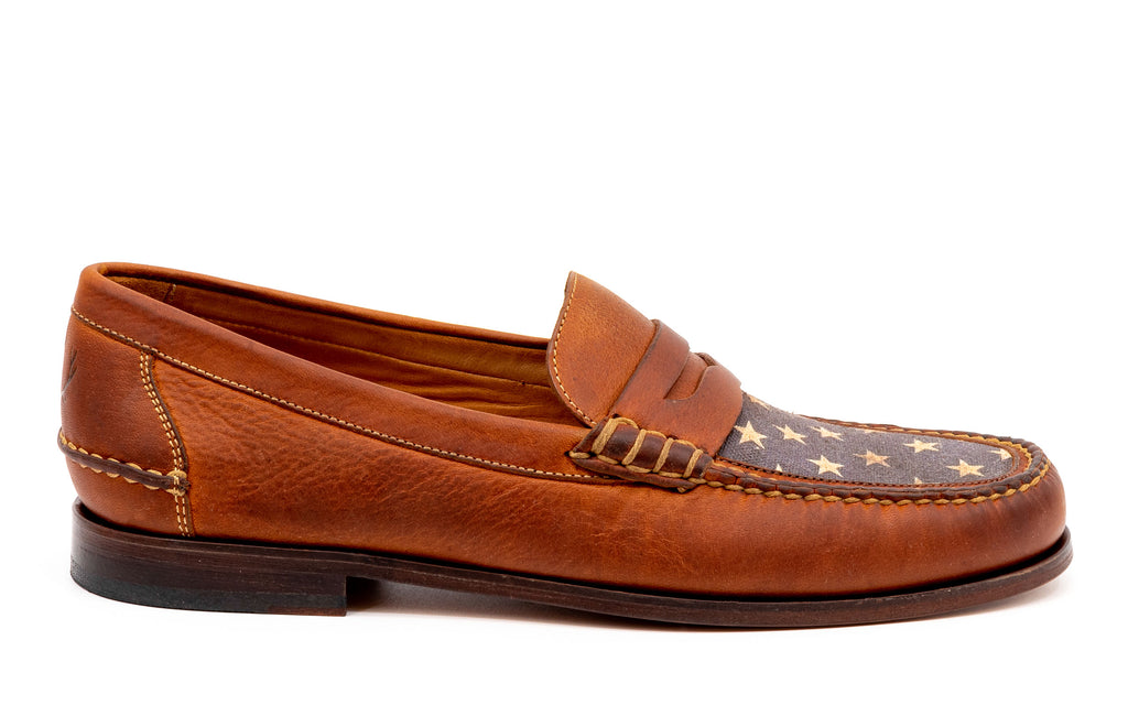 All American Saddle Leather Penny Loafers - Rust - side