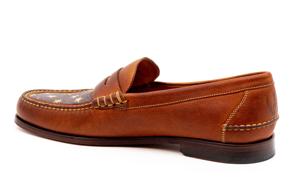 All American Saddle Leather Penny Loafers - Rust - back heel