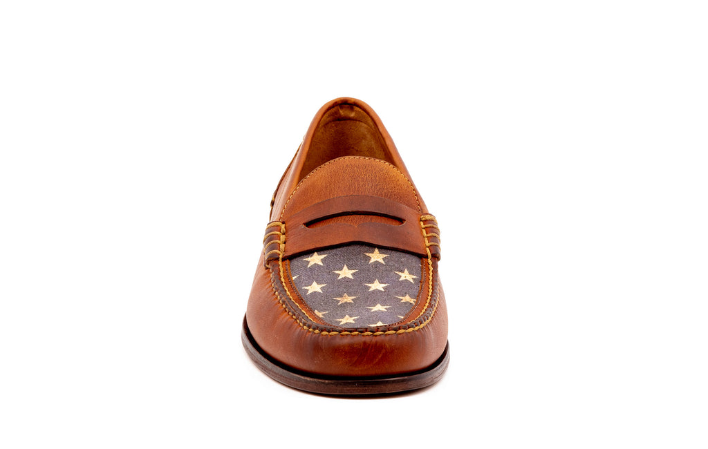All American Saddle Leather Penny Loafers - Rust - front toe