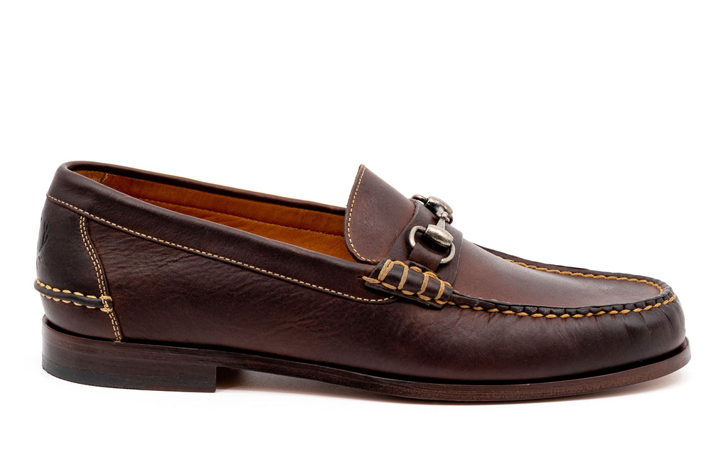 All American Saddle Leather Horse Bit Loafers - Walnut - side