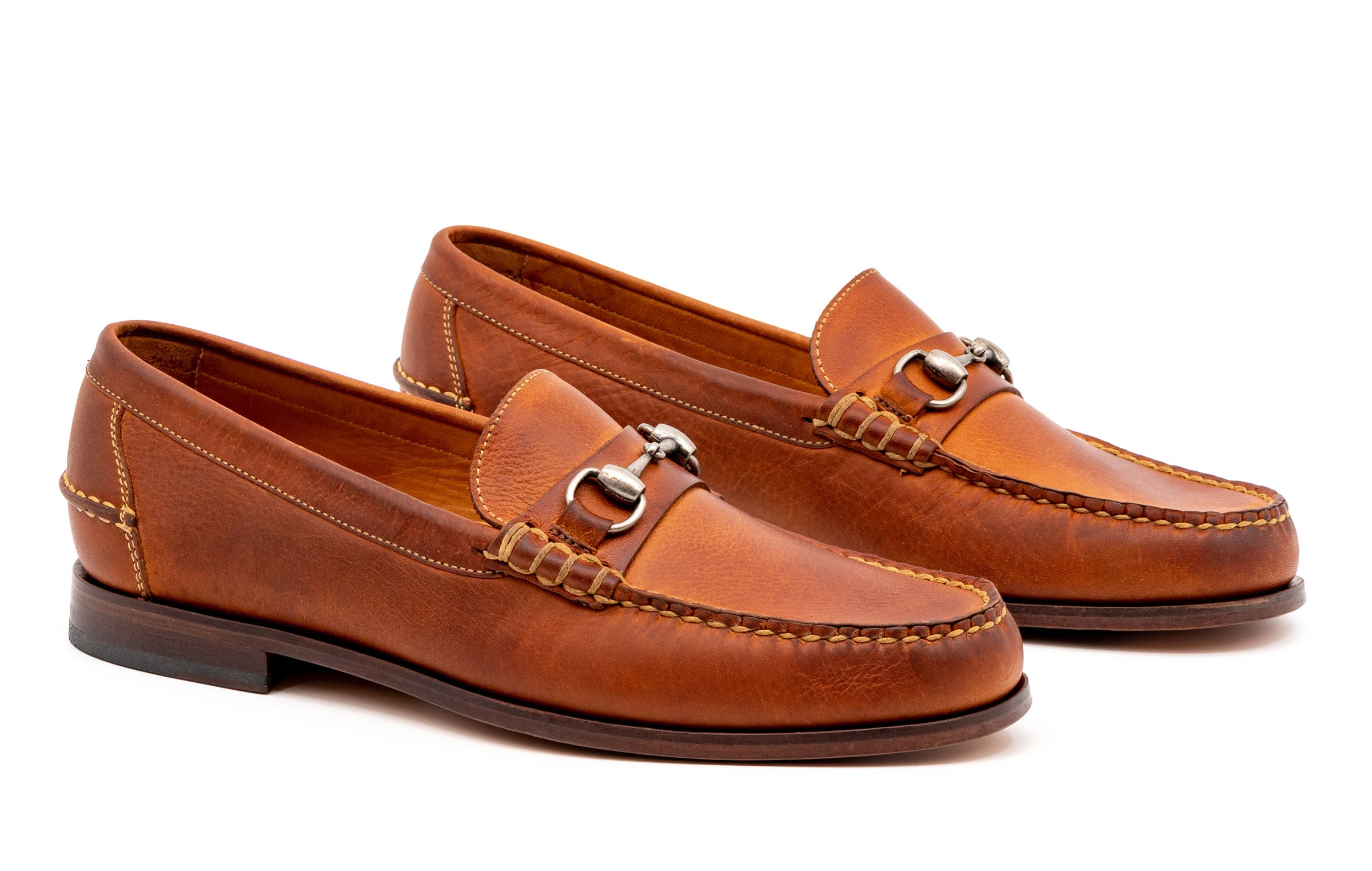 All American Saddle Leather Horse Bit Loafers - Chestnut