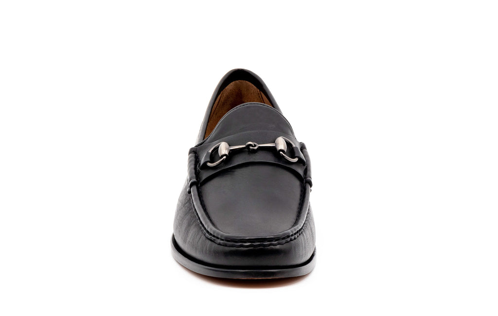 Addison Dress Calf Leather Horse Bit Loafers - Black - Front
