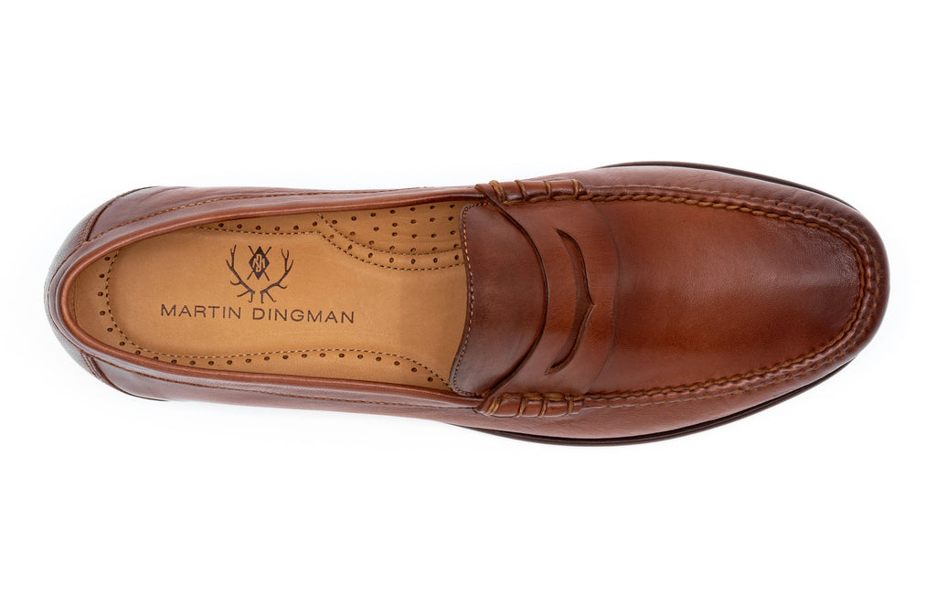 Maxwell Hand Finished Sheep Skin Leather Penny Loafers - Whiskey - Insole