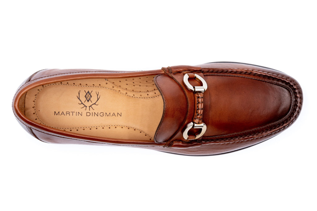 Maxwell Hand Finished Sheep Skin Leather Horse Bit Loafers - Whiskey - Insole
