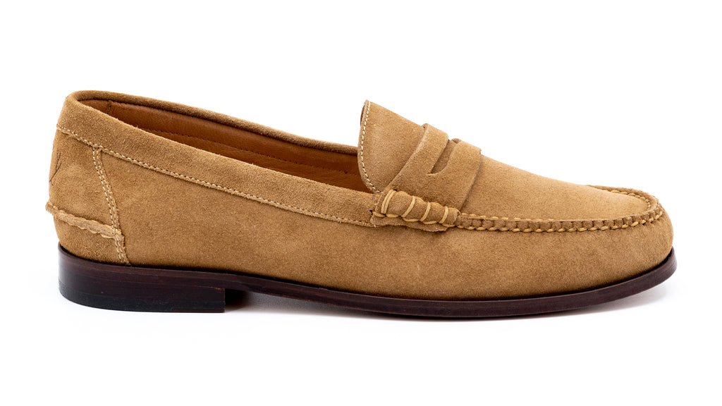 All American Suede Penny Loafers - Khaki - side