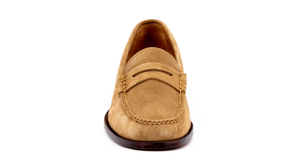 All American Suede Penny Loafers - Khaki - front toe