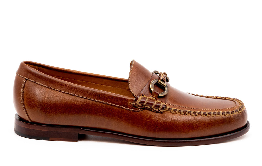 Old Row Oiled Saddle Leather Horse Bit Loafers - Cigar - Side