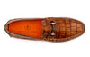 Monte Carlo Hand Finished Alligator Grain Leather Horse Bit Driving Loafers - Chestnut - Insole