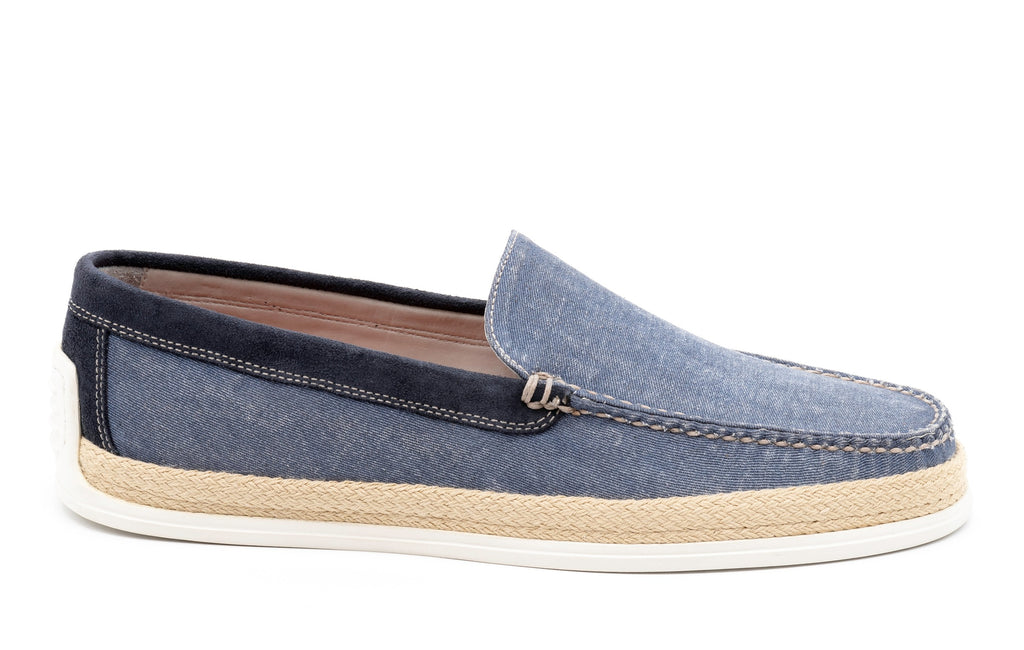 Watercolor Washed Canvas Venetian Loafers - Ocean - Side
