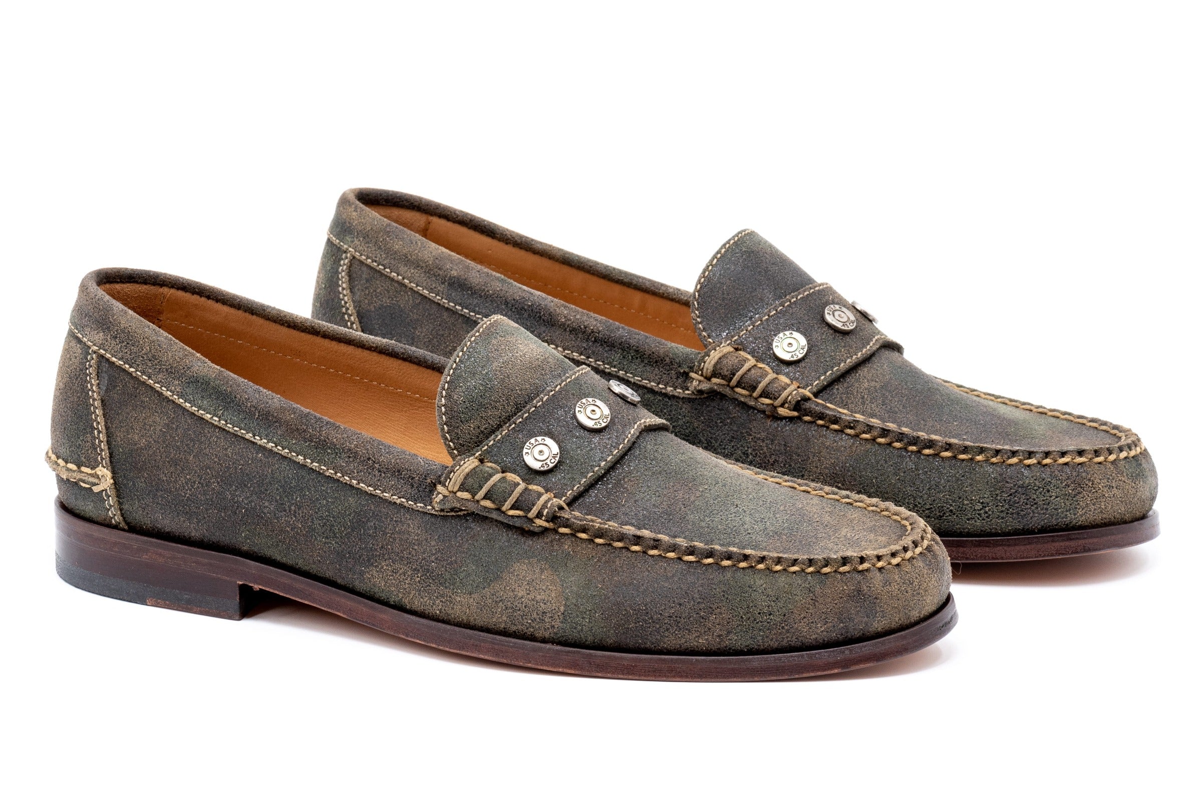 2nd Amendment Suede Penny Loafers - Camo