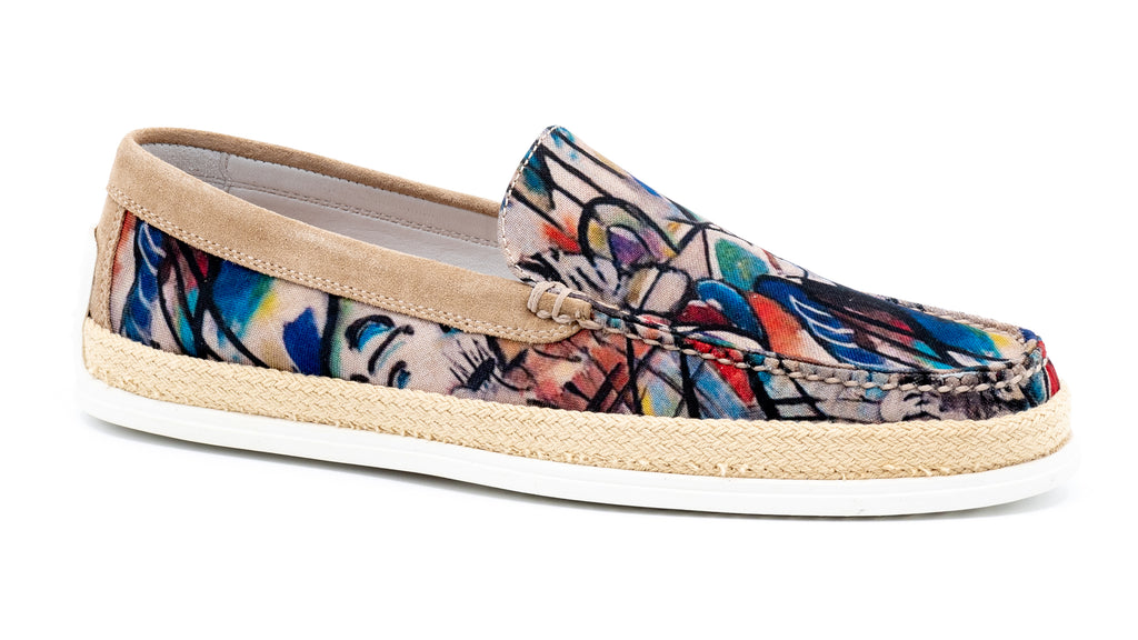 Watercolor Washed Canvas Venetian Loafers - Beach Party Sand
