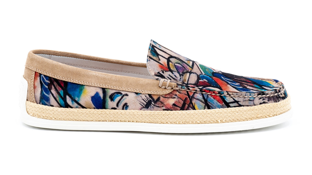 Watercolor Washed Canvas Venetian Loafers - Beach Party Sand - Side