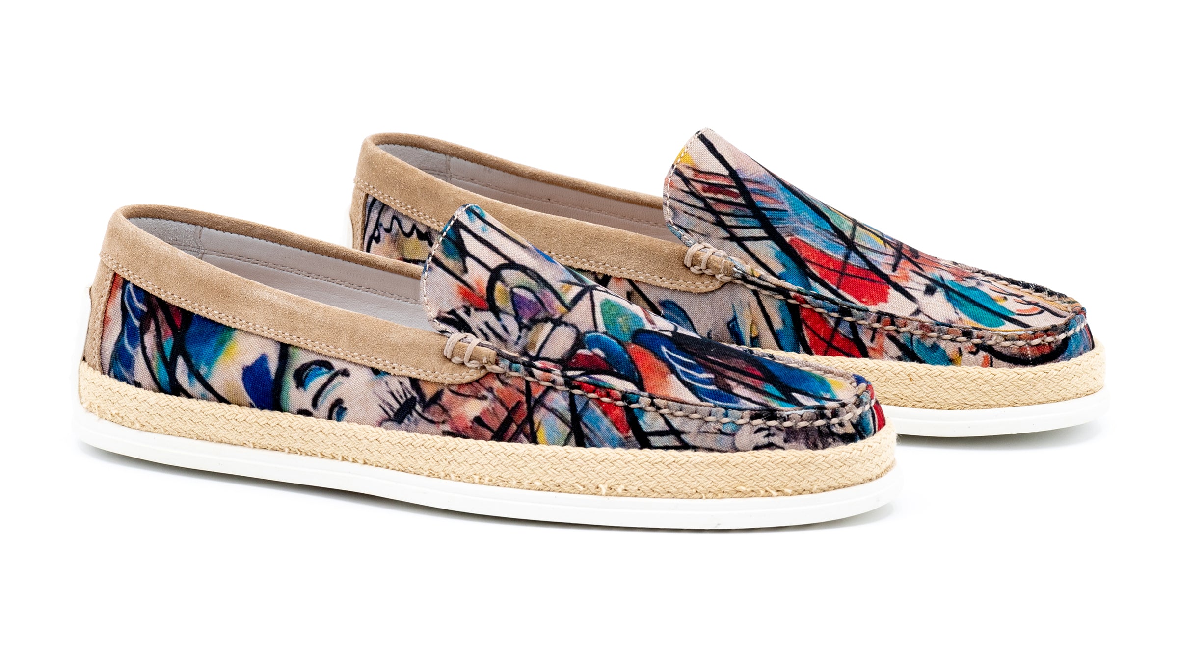 Watercolor Canvas Venetian Loafers - Beach Party Sand