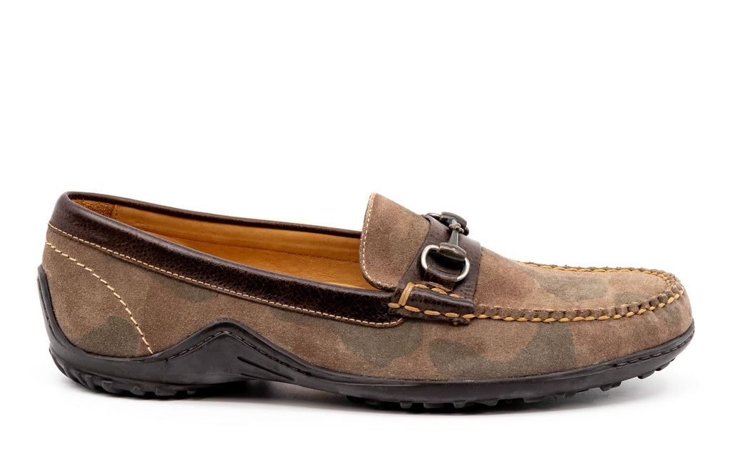 Bill Water Repellent Suede Leather Horse Bit Loafers - Camo - Side