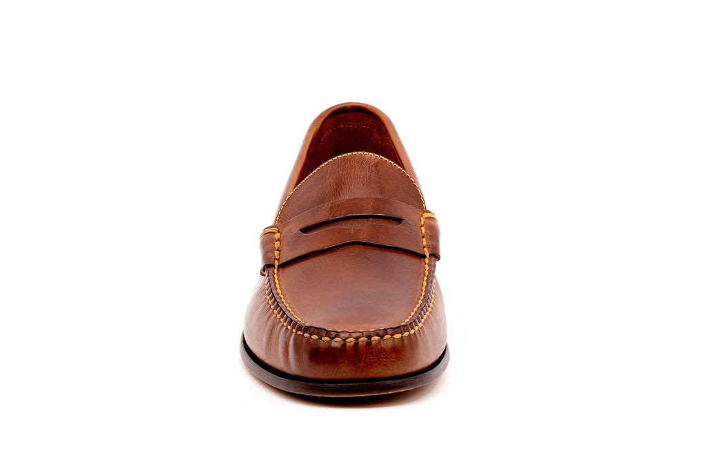 Old Row Oiled Saddle Leather Penny Loafers - Cigar - Front