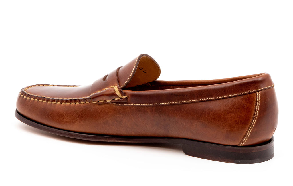 Old Row Oiled Saddle Leather Penny Loafers - Cigar - Back