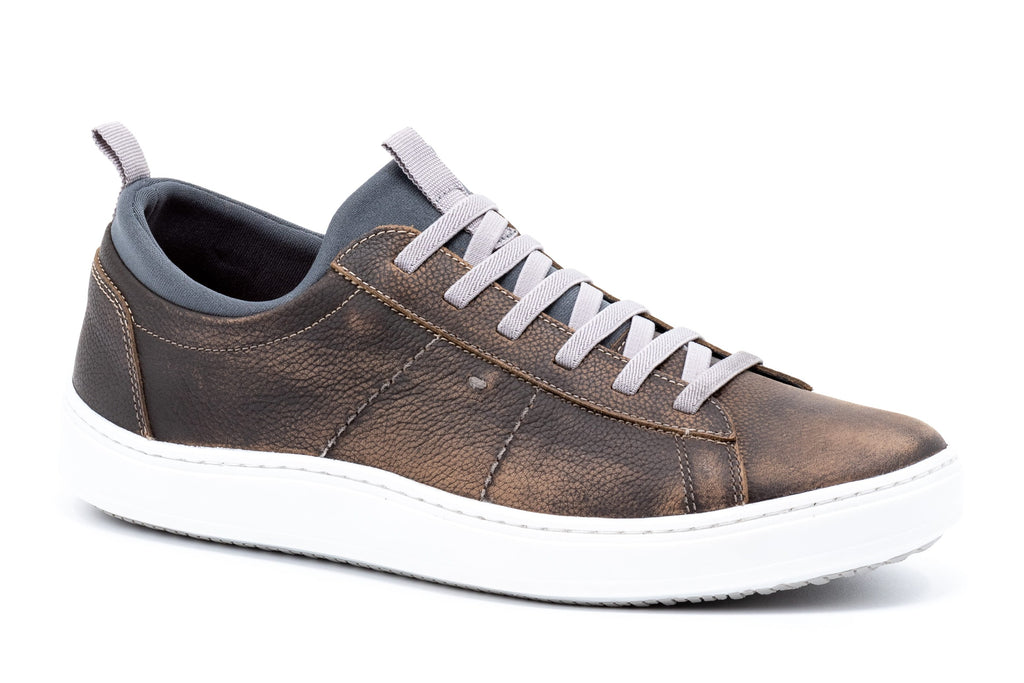 Cameron Hand Buffed Pebble Grain Leather Sneakers - Old Clay - Side