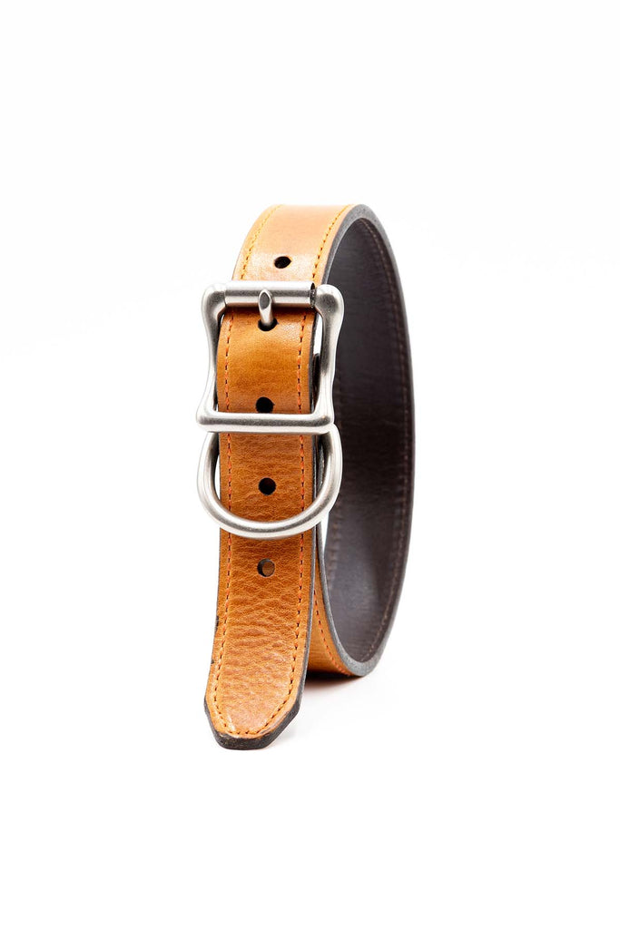 Handcrafted Royal Sporting Dog Collar in the color Palomino made of Italian Bridle Leather
