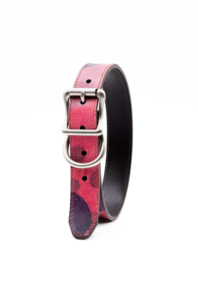 Handcrafted Royal Sporting Dog Collar in the color Bubblegum Camo made of Italian Bridle Leather