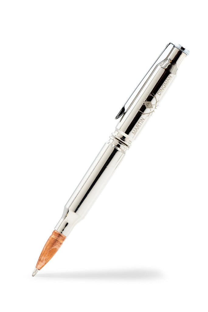 Handcrafted American Bullet Ballpoint Pen - Nickel with solid copper tip