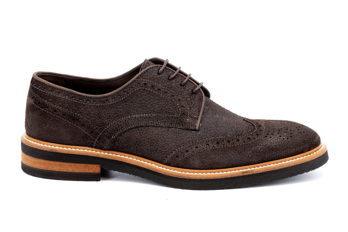 Tuscan Italian Calf Suede Wingtip - Walnut | Martin Dingman display picture 2